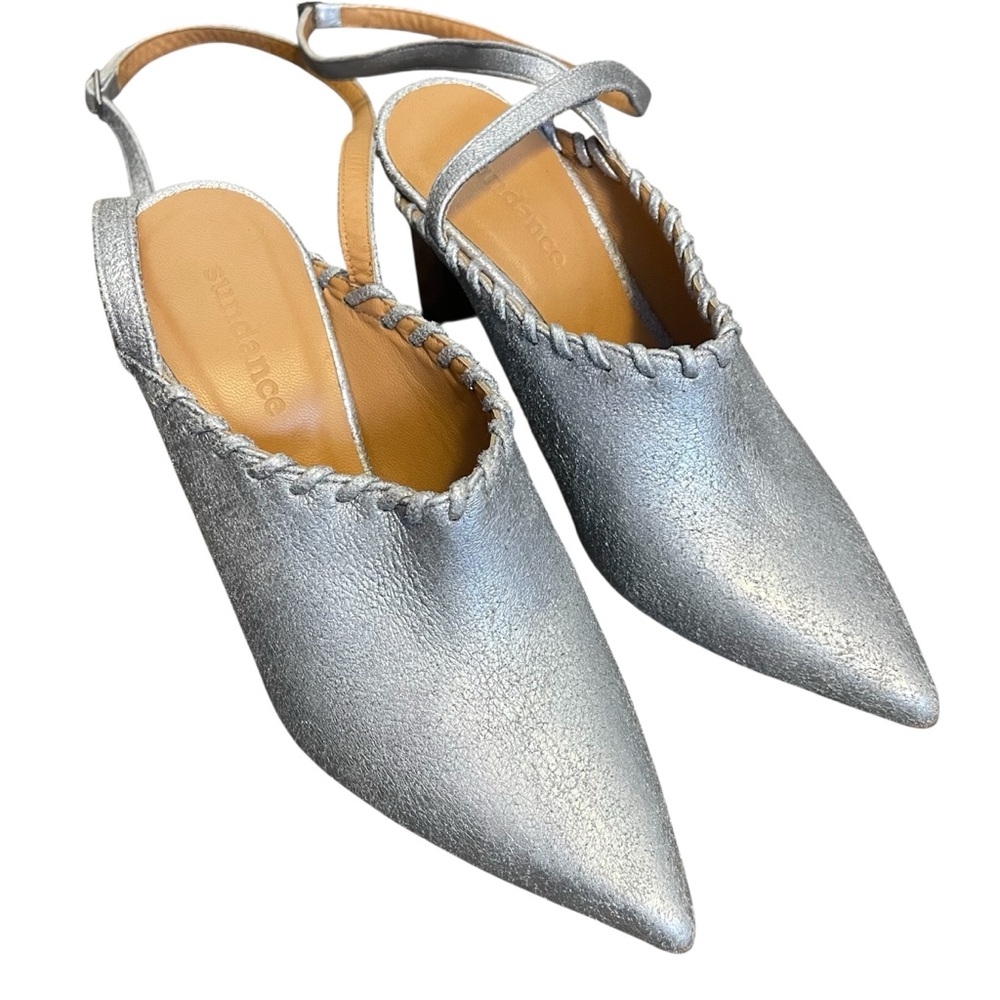 Sundance Jacinda leather strappy heels silver size 36